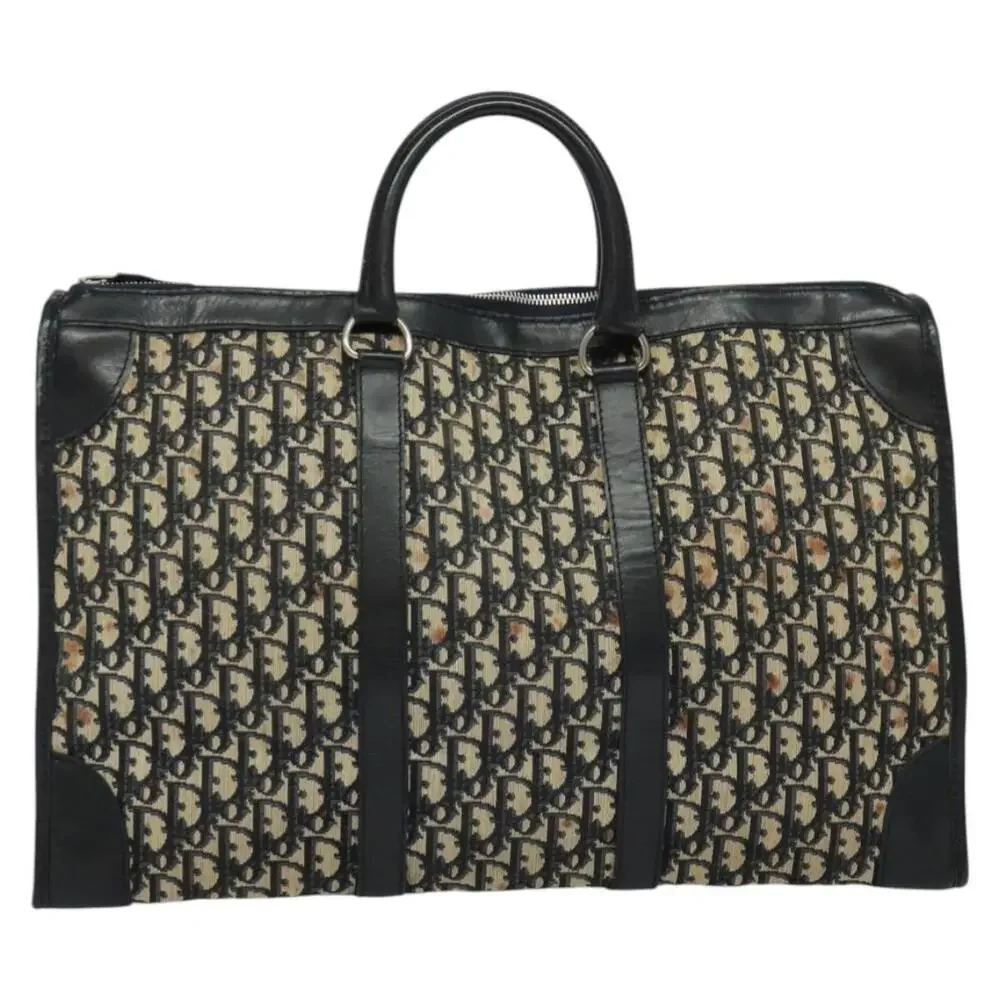 DIOR Trotter Canvas Boston Bag Navy Silver